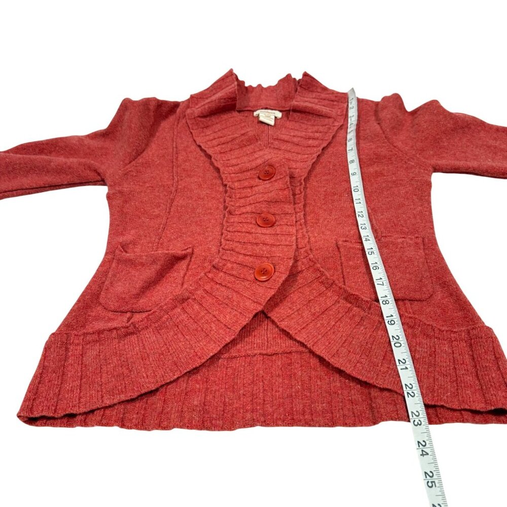 Sundance‎ Heather Red Ruffle Cardigan Size S - Picture 6 of 7